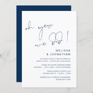 Invitación Sí, lo hicimos, Boda Elopement Party Invitation