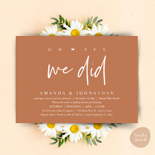 Invitación Sí, lo hicimos, Cena de Elopamiento de Boda Modern