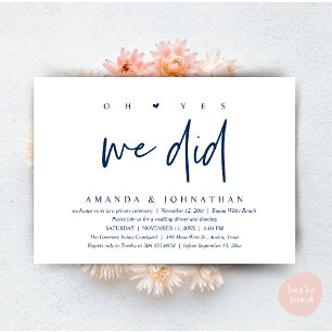 Invitación Sí, lo hicimos, Cena de Elopamiento de Boda Modern