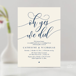Invitación Sí, lo hicimos, Cena de Elopement de Boda Moderna