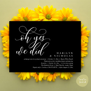 Invitación Sí, lo hicimos, Cena y fiesta de boda moderna