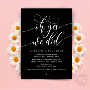 Invitación Sí, lo hicimos, Fiesta de Cena de Boda a Escondida