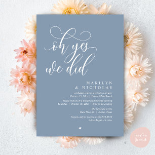 Invitación Sí, lo hicimos, Fiesta de cena de boda clandestina