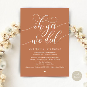 Invitación Sí, lo hicimos, Fiesta de cena de boda clandestina
