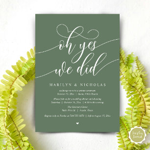 Invitación Sí, lo hicimos, Fiesta de cena de boda clandestina
