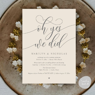 Invitación Sí, lo hicimos, Fiesta de cena de boda clandestina