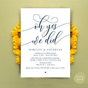 Invitación Sí, lo hicimos, Fiesta de Cena de Boda Fugada