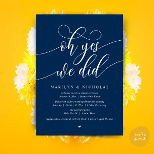 Invitación Sí, lo hicimos, Fiesta de cena de boda improvisada