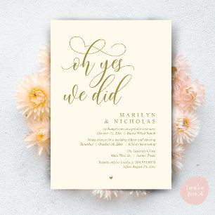 Invitación Sí, lo hicimos, Fiesta de cena de boda improvisada