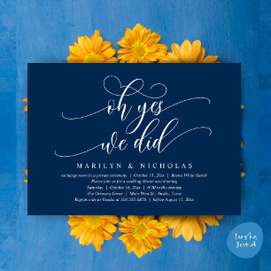 Invitación Sí, lo hicimos, moderna cena Boda y Fiesta