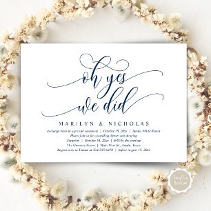 Invitación Sí, lo hicimos, moderna cena Boda y Fiesta