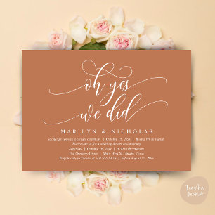 Invitación Sí, lo hicimos, moderna cena Boda y Fiesta