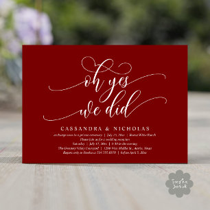 Invitación Sí, Lo Hicimos, Moderna Recepción De Bodas Románti