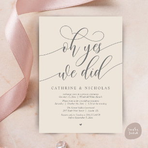 Invitación Sí, Lo Hicimos, Recepción De Boda De Guión Moderno
