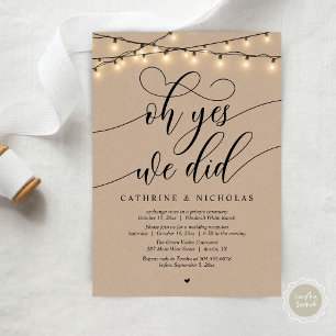 Invitación Sí, Lo Hicimos, Recepción De Boda De Guión Moderno