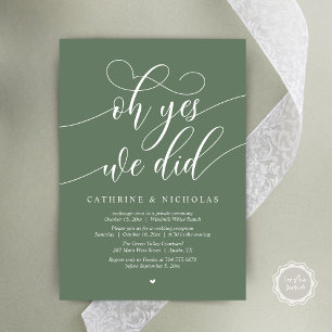Invitación Sí, Lo Hicimos, Recepción De Boda De Guión Moderno