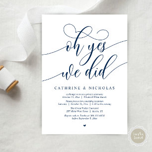 Invitación Sí, Lo Hicimos, Recepción De Boda De Guión Moderno