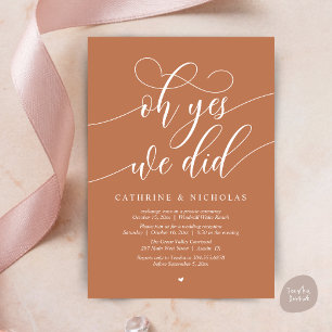 Invitación Sí, Lo Hicimos, Recepción De Boda De Guión Moderno