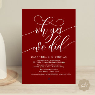 Invitación Sí, Lo Hicimos, Recepción De Boda De Guión Moderno