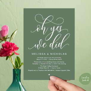 Invitación Sí, Lo Hicimos, Romántico Fiesta De Elopement Boda
