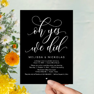 Invitación Sí, Lo Hicimos, Romántico Fiesta De Elopement Boda