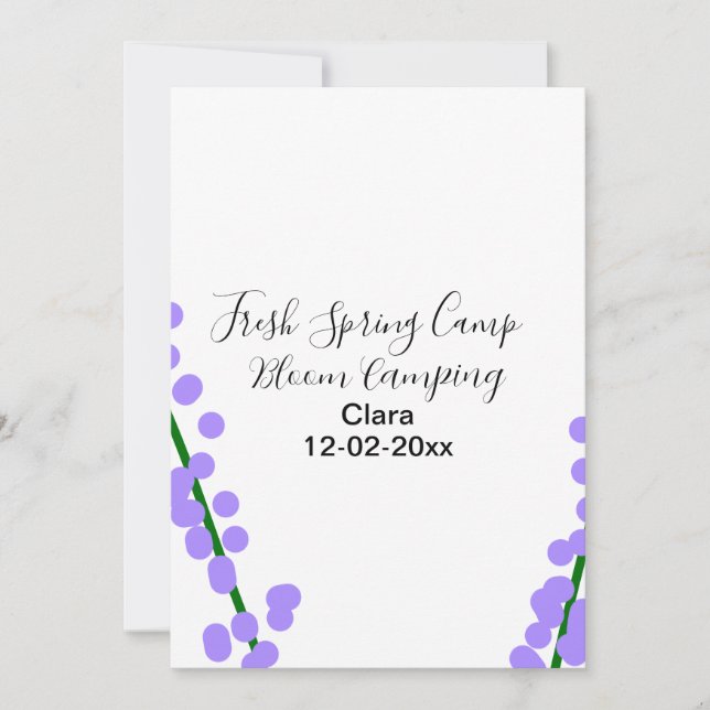 Invitación Si primavera fresca flores de lavanda para acampar (Anverso)