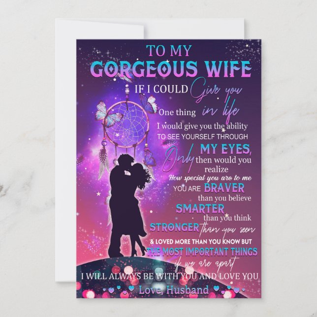 Invitación Si pudiera darte 1 cosa en la vida esposo a esposa (Anverso)