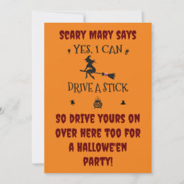 Invitación Sí, puedo conducir un estándar dice la bruja