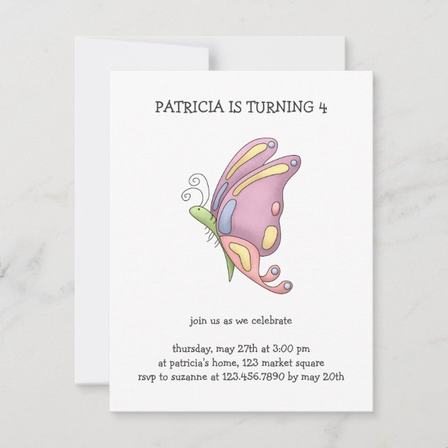 Invitación Si te equivocas, mariposa (Anverso)