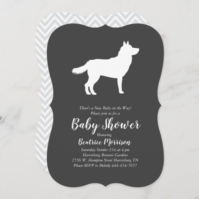 Invitación Siberian Husky Dog Baby Shower Género neutral (Anverso / Reverso)