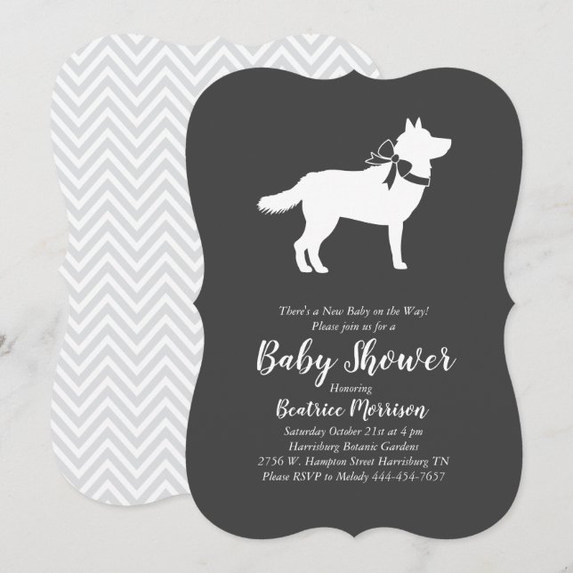 Invitación Siberian Husky Dog Baby Shower Género neutral (Anverso / Reverso)