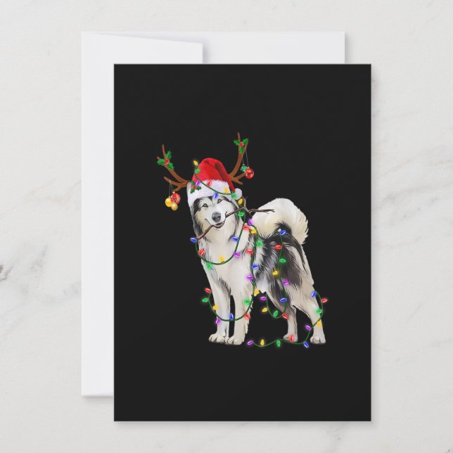 Invitación Siberian Husky Dog Tree Christmas Lights Xmas Paja (Anverso)