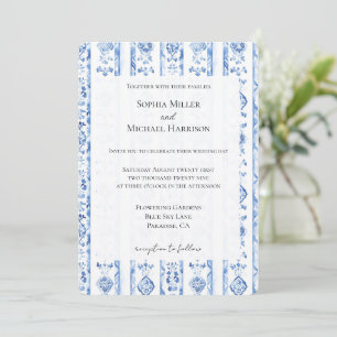 Invitación Sicilia Romántica Italiana Rústica Bodas Raya Azul