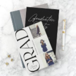 Invitación Side Typography Graduation 2022 3 Photo  Party<br><div class="desc">Celebrate your recent graduate in style with this design featuring stylish typography with a 3 photo layout. Add your party details to the back.</div>