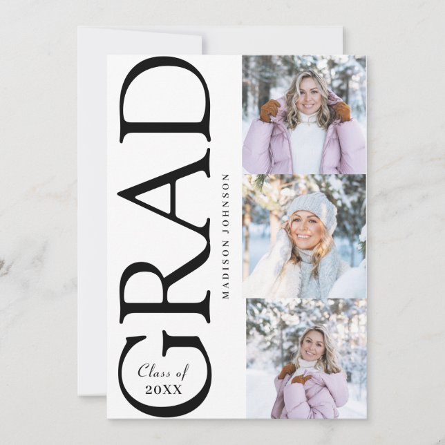 Invitación Side Typography Graduation 2026 3 Photo Party (Anverso)