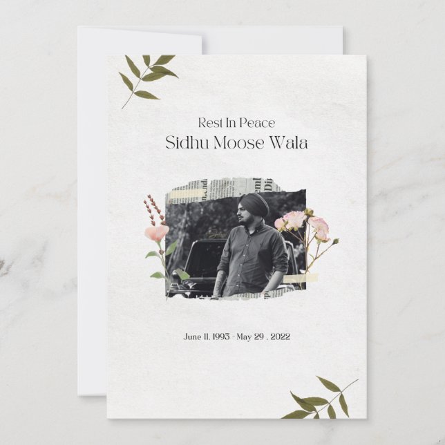 Invitación Sidhu moose wala rip  (Anverso)