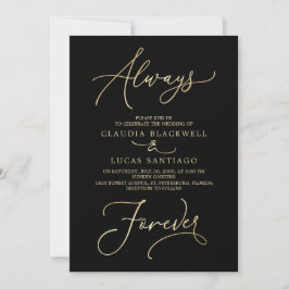 Invitación Siempre por siempre Boda de oro negro