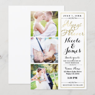 Invitación SIEMPRE & POR SIEMPRE Moderno Anillo de Boda de Or