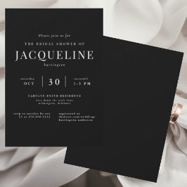 Invitación Siempre tu elegante y negra ducha de novia