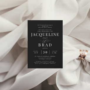 Invitación Siempre tuyo Black Elegant 2 lugares padres Boda