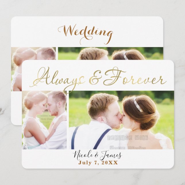 Invitación SIEMPRE Y PARA SIEMPRE BODA DE ORO 4 Fotos (Anverso / Reverso)