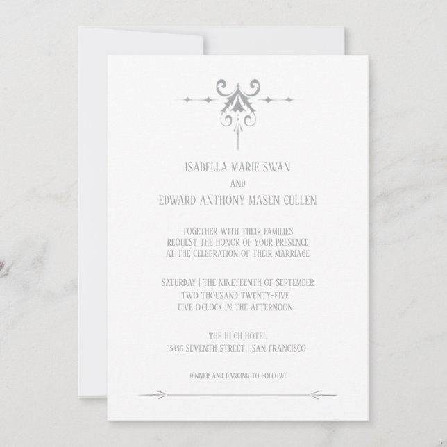Invitación Siempre y siempre Bella y Edward Boda (Anverso)