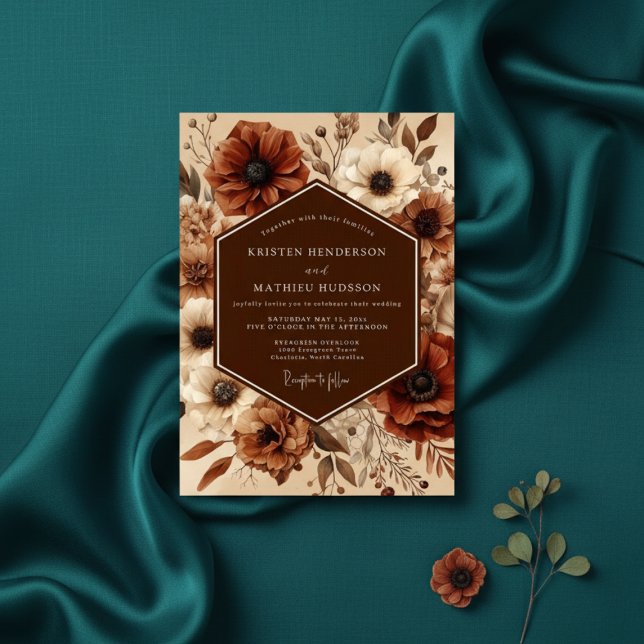 Invitación Sienna Anemone Autumn Romance Wedding (Subido por el creador)