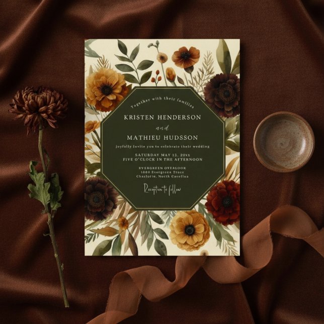 Invitación Sienna Autumn Floral Romance Wedding (Subido por el creador)