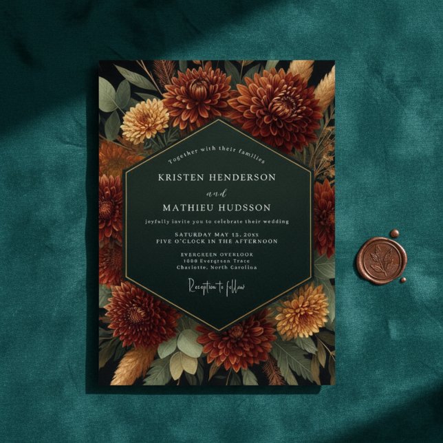 Invitación Sienna Bloom Autumn Romance Wedding (Subido por el creador)