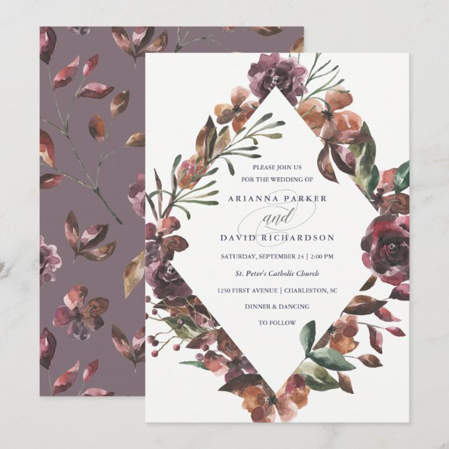 Invitación Sienna Botanical | Boda (Anverso / Reverso)