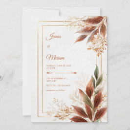 Invitación Sienna Leaf Sage Botanical Wedding