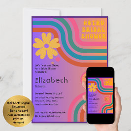 Invitación ¡Siente El Golpe! Ducha de novias de los años 70 r