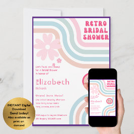 Invitación ¡Siente El Golpe! Ducha de novias de los años 70 r