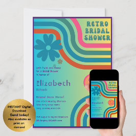 Invitación ¡Siente El Golpe! Ducha de novias de los años 70 r